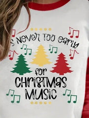 Casual Printed Long Sleeve Christmas Hoodie For Plus Size Women Hoodies-L