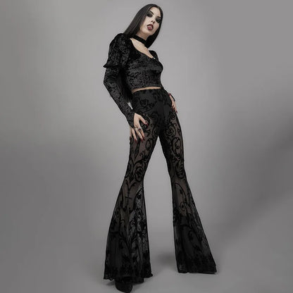 Casual Halloween Distressed Gothic Pants