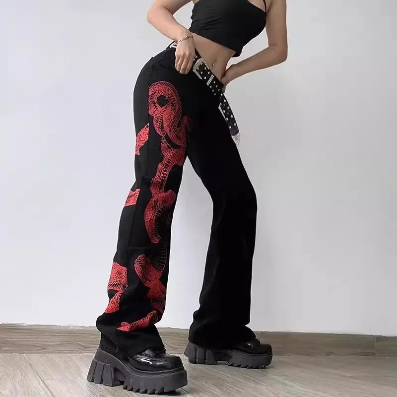 Snake Print Casual Halloween Pants