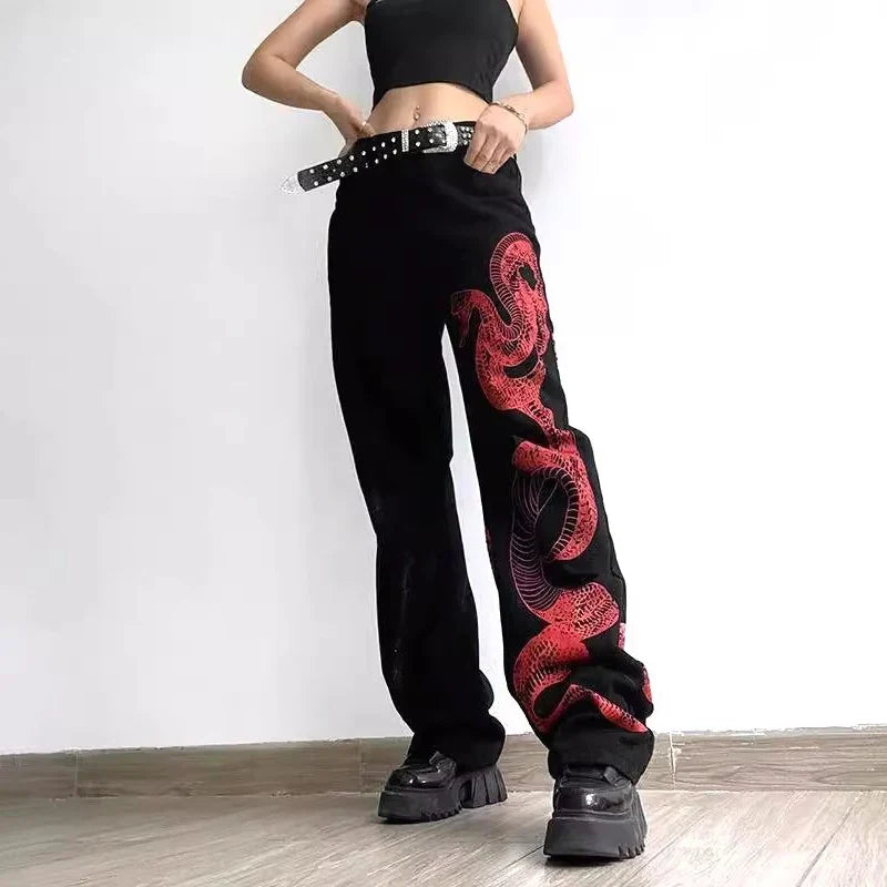 Snake Print Casual Halloween Pants