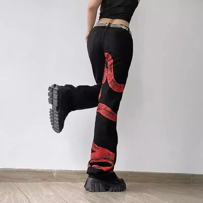 Snake Print Casual Halloween Pants