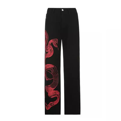 Snake Print Casual Halloween Pants