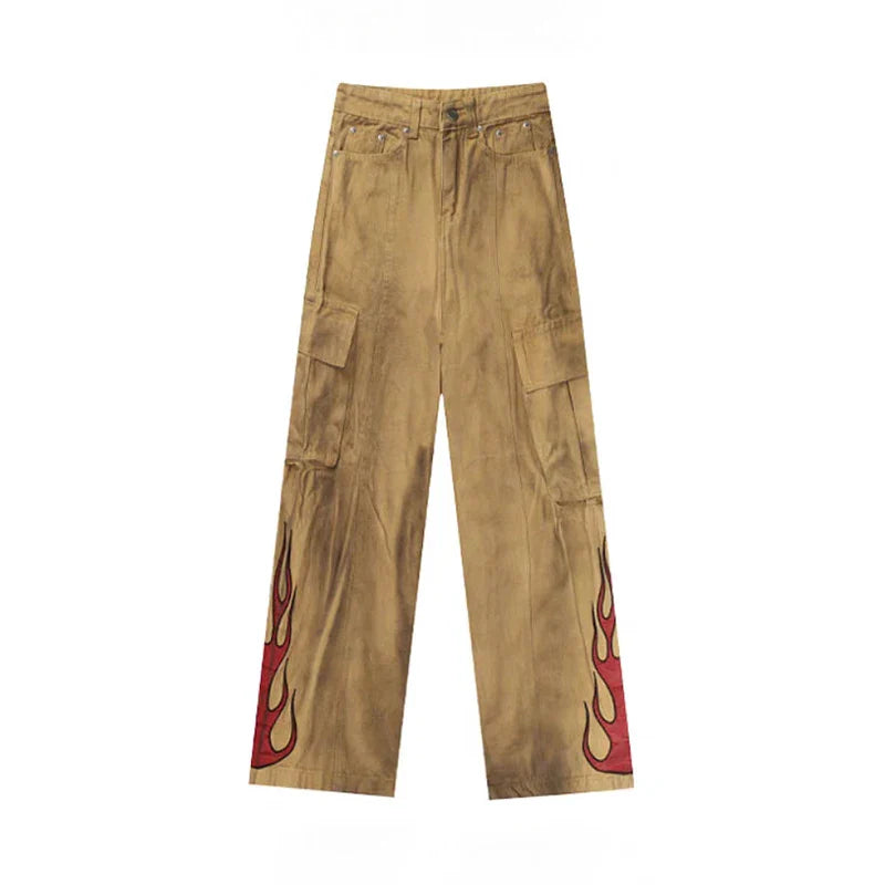 Y2K Flame Waist High Halloween Pants