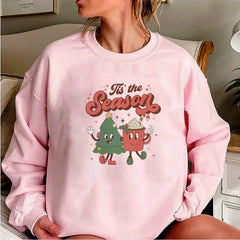 Vintage Retro Tis The Season Santa Cocoa Christmas Hoodie Hoodies-L