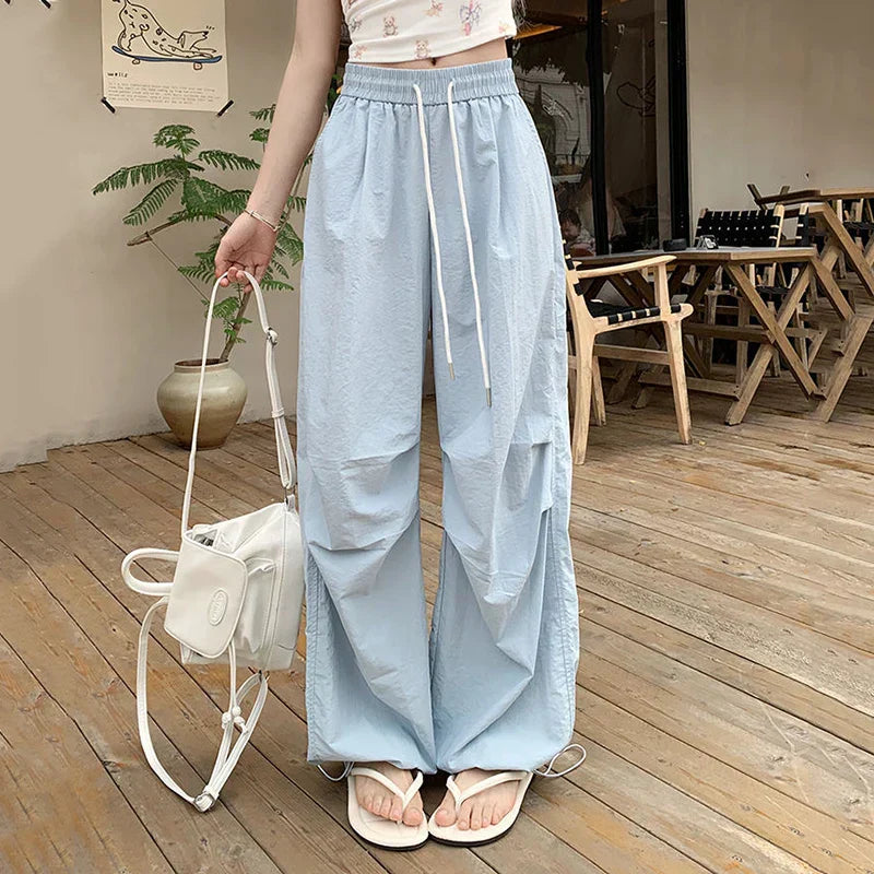 Parachute High Waist Drawstring Wide Leg Pant pant-250223