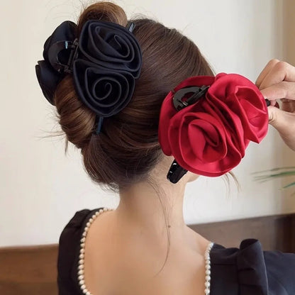 Satin Rose Large Christmas Hair Accessory