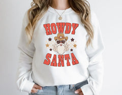 Cute Howdy Santa Fashion Vintage Party Girl Christmas Hoodie Hoodies-L