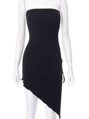 Black Side Split Charming Tube Mini Dress