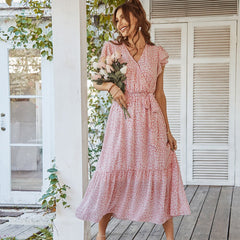Pink Boho Resort Trendy Ladies Maxi Dress