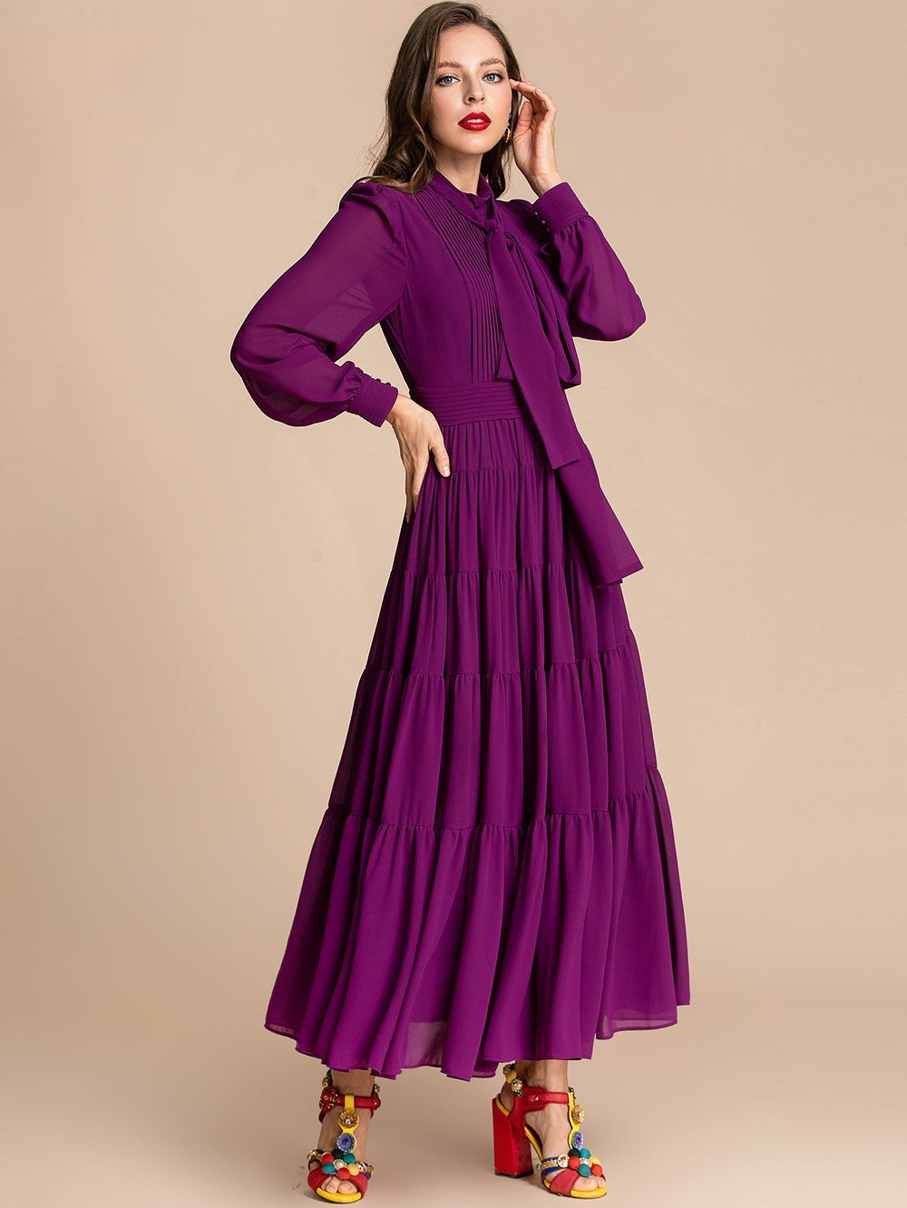 Novella Elegant Maxi Dress Purple / Xxl
