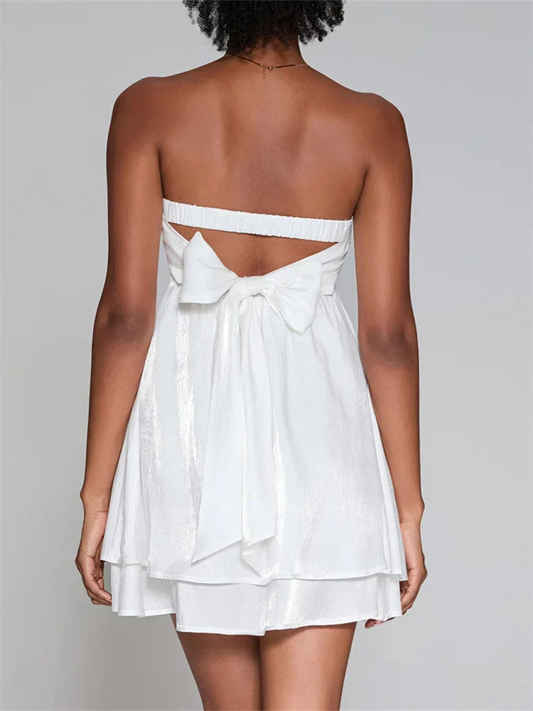 Solid Strapless High-Waist Mini Dress minidress-250223