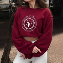 Spring new European and American women's sweatshirt, a laid-back American letter print short round-neck top for ladies