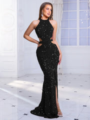 Sleeveless Hollow Out Sequined Party Dress Partydress-241208