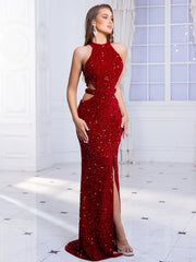 Cut-Out Sequined Party Dress Partydress-241208