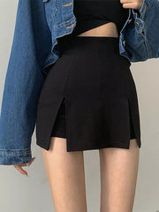 Split Skirt Office Ladies Suit Summer New Black Mini A-Line Short