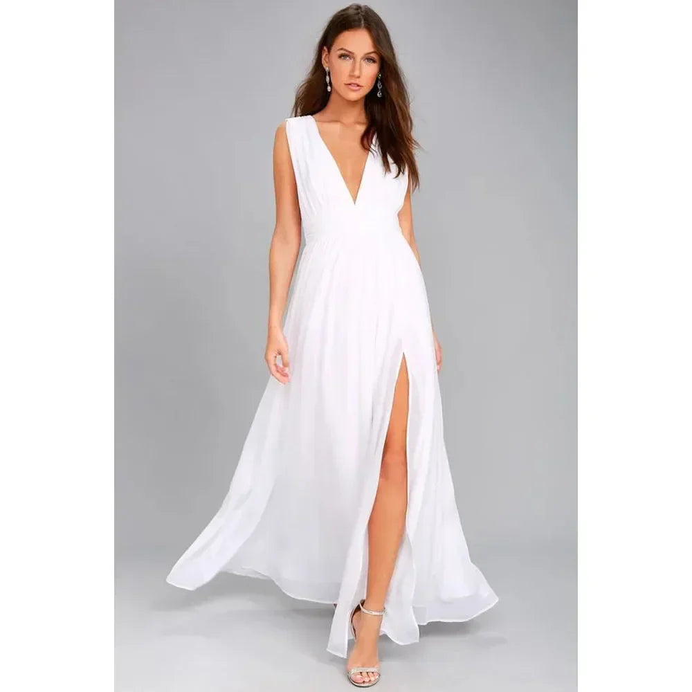 Sexy Backless Mesh Maxi Red Christmas Party Dress Dresses-L
