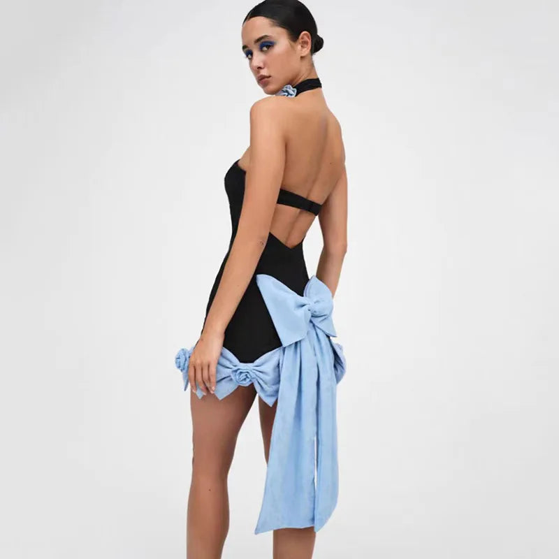 Skinny Bow Slash Neck Party Dress Partydress-241208
