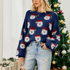 Christmas Santa Claus Print Knitted Sweater Sweaters-L