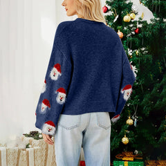 Christmas Santa Claus Print Knitted Sweater Sweaters-L