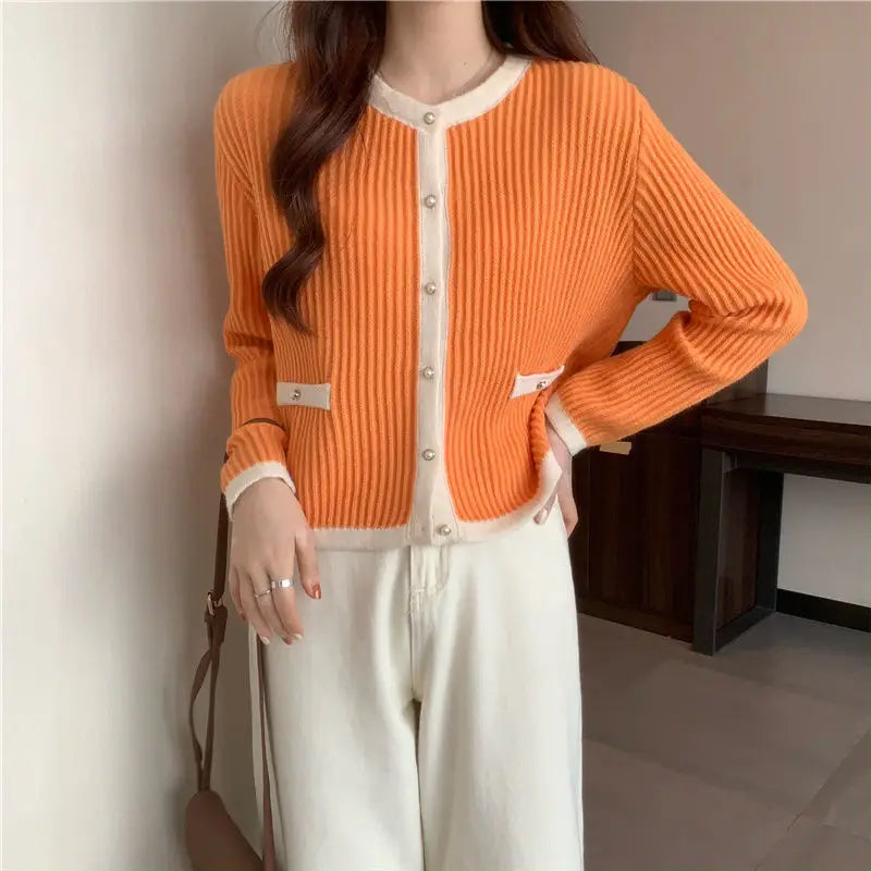 Round Neck Button Fashion Cardigan