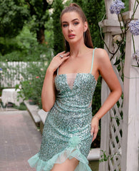 Fashionable Sequ Dress Strap Stitching Cocktail Dress