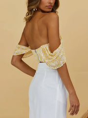 Floral Scooped Neck Off-Shoulder Zipper Back Fitted Crop Top croptop-250126