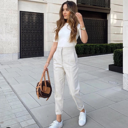 Baggy Wide Leg Loose Korean Casual Ankle Length High Waist Pants