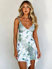 Printed Strap Contrast Mini Dress minidress-250223