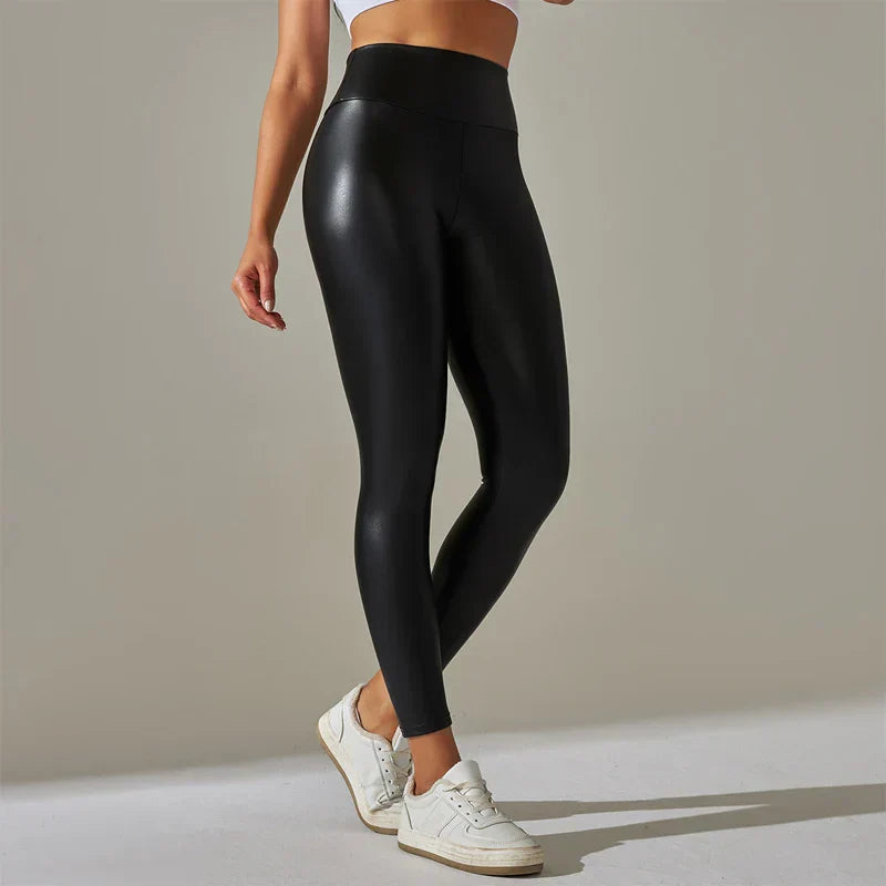 Trendy New Oversized High Waisted Tight Sexy Pu Leather Yoga Pants Leggings