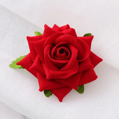 Red Wedding Rose Flower Bride Headdress Hair Accessory