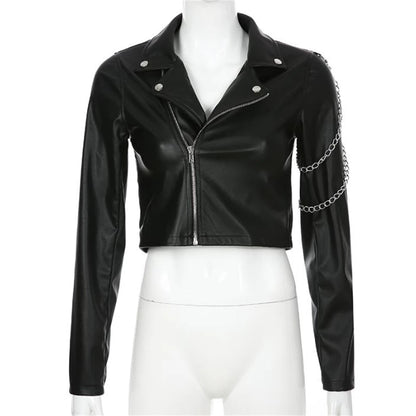 Faux Leather Cropped Punk Gothic Long Sleeve Jackets