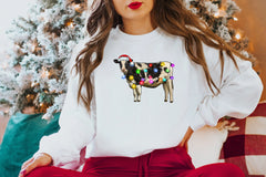 Voguish Christmas Cow Lights Leisure Sports Model Farm Hoodie White / S Hoodies-L