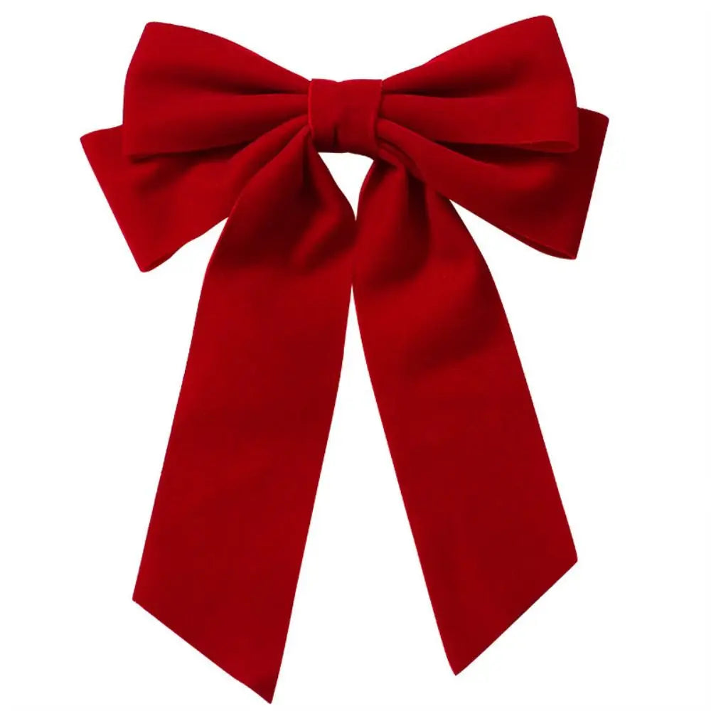 Wine Red Velvet Bang Clip Headdress - Large Size Christmas Hair Accessory Accessories-L