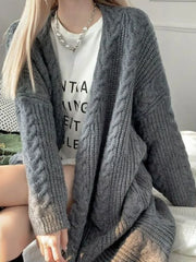 Retro Fashion Solid Loose Long Warm Thick Winter Korean Women Coats