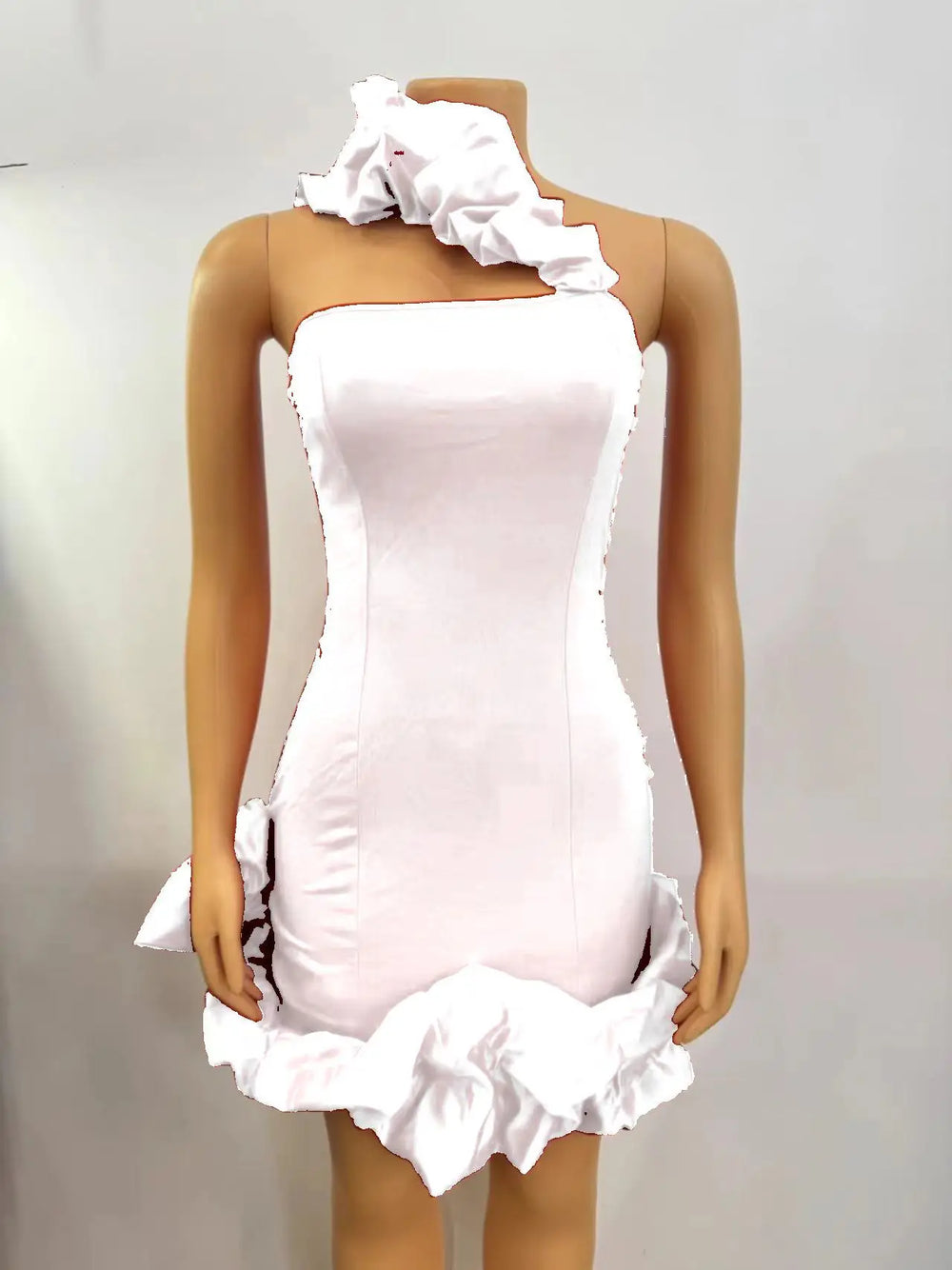 Elegant A-Line Backless One-Shoulder Red Christmas Party Dress White / S Dresses-L