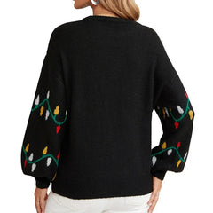 Casual Streetwear Jacquard Sweet Christmas Party Knitted Loose Sweater Sweaters-L