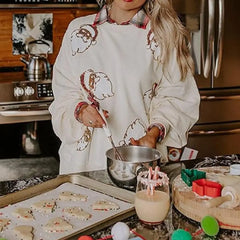 Round Neck Sequin Santa Pattern Loose Lantern Sleeves Christmas Hoodie Hoodies-L