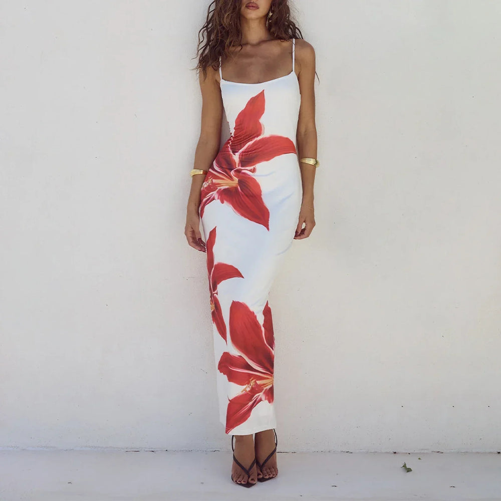 Cocktail Bodycon Floral Print Split Summer Streetwear Floral Dress floraldress-250126