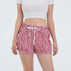 Plaid Ruffled Pajama Bloomer Short Red / S short-250223
