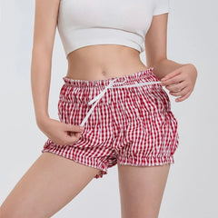 Plaid Ruffled Pajama Bloomer Short short-250223