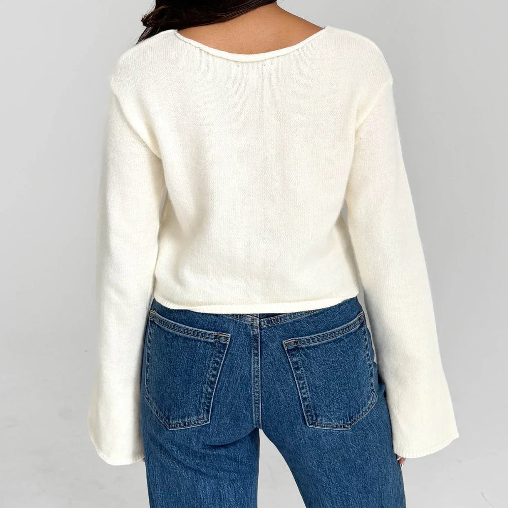 Y2K Star Print Lightweight Crewneck Cropped Knit Pullover Top knittop-250126