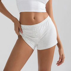 Solid Elastic Waist Slim Short short-250223