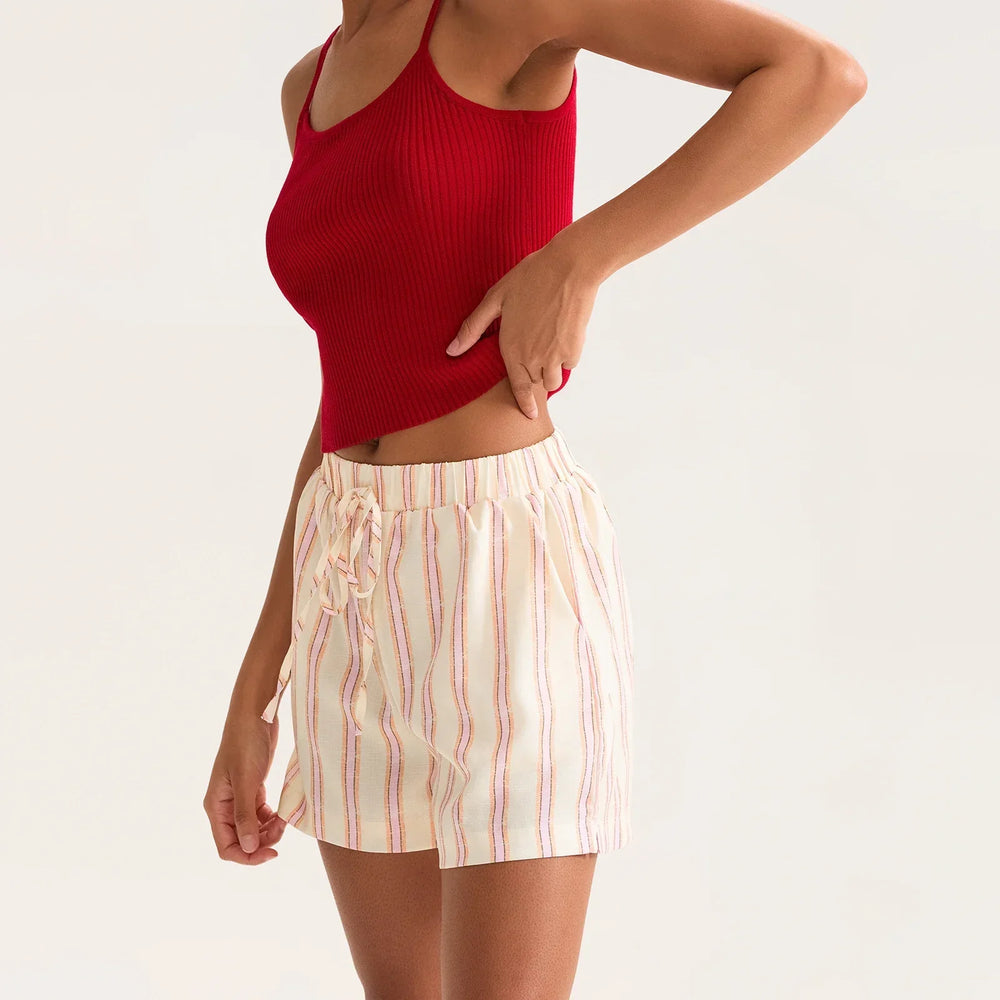 Striped Drawstring Pocket Short short-250223