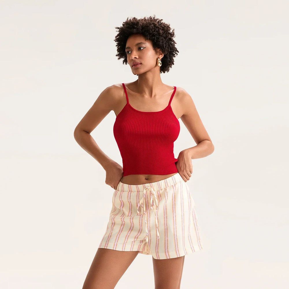 Striped Drawstring Pocket Short short-250223