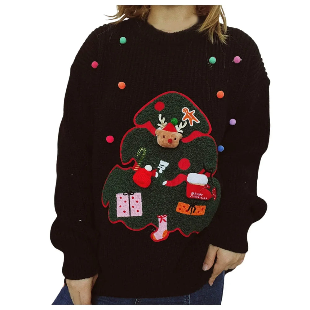 Christmas Handmade Decoration Tree Closet Staples Work Pullover Sweater Sweaters-L