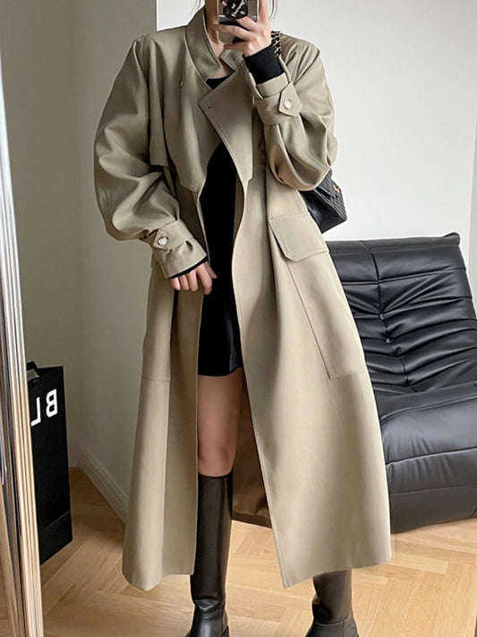 Windbreak Fashion Long Jacket Korean Casual Belt Cardigan Coats