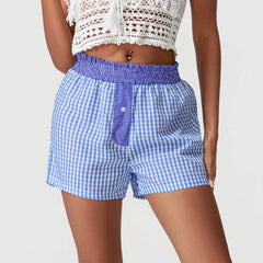 Plaid Patchwork Loose Lounge Short short-250223