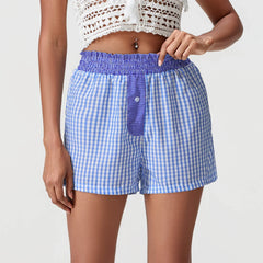 Plaid Patchwork Loose Lounge Short short-250223