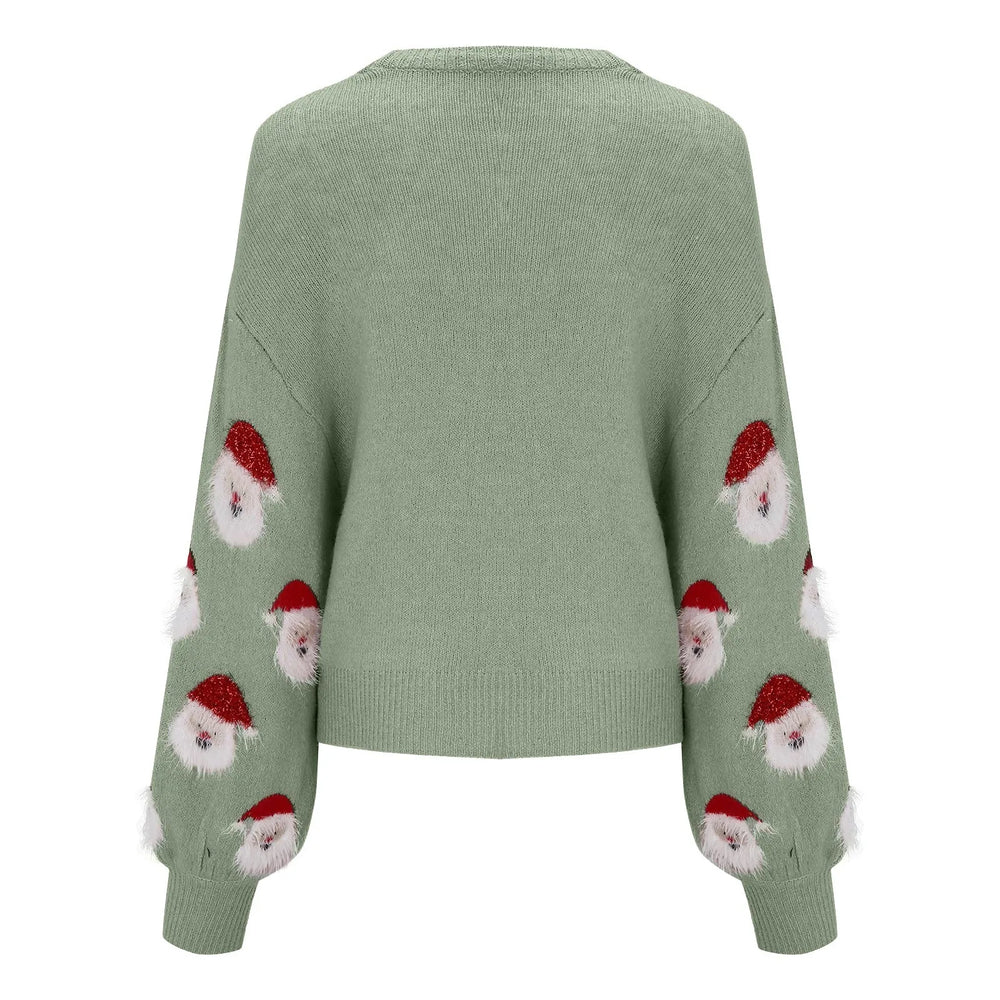 Pink Sequin Long Sleeve Vintage Blouse Ugly Santa Claus Hoodie Christmas Sweater Sweaters-L