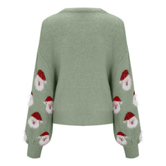 Pink Sequin Long Sleeve Vintage Blouse Ugly Santa Claus Hoodie Christmas Sweater Sweaters-L